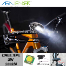 Asia Leader Lighting Products 4 Lightness Modes ABS CREE XPE 3W LED Bike Headlight